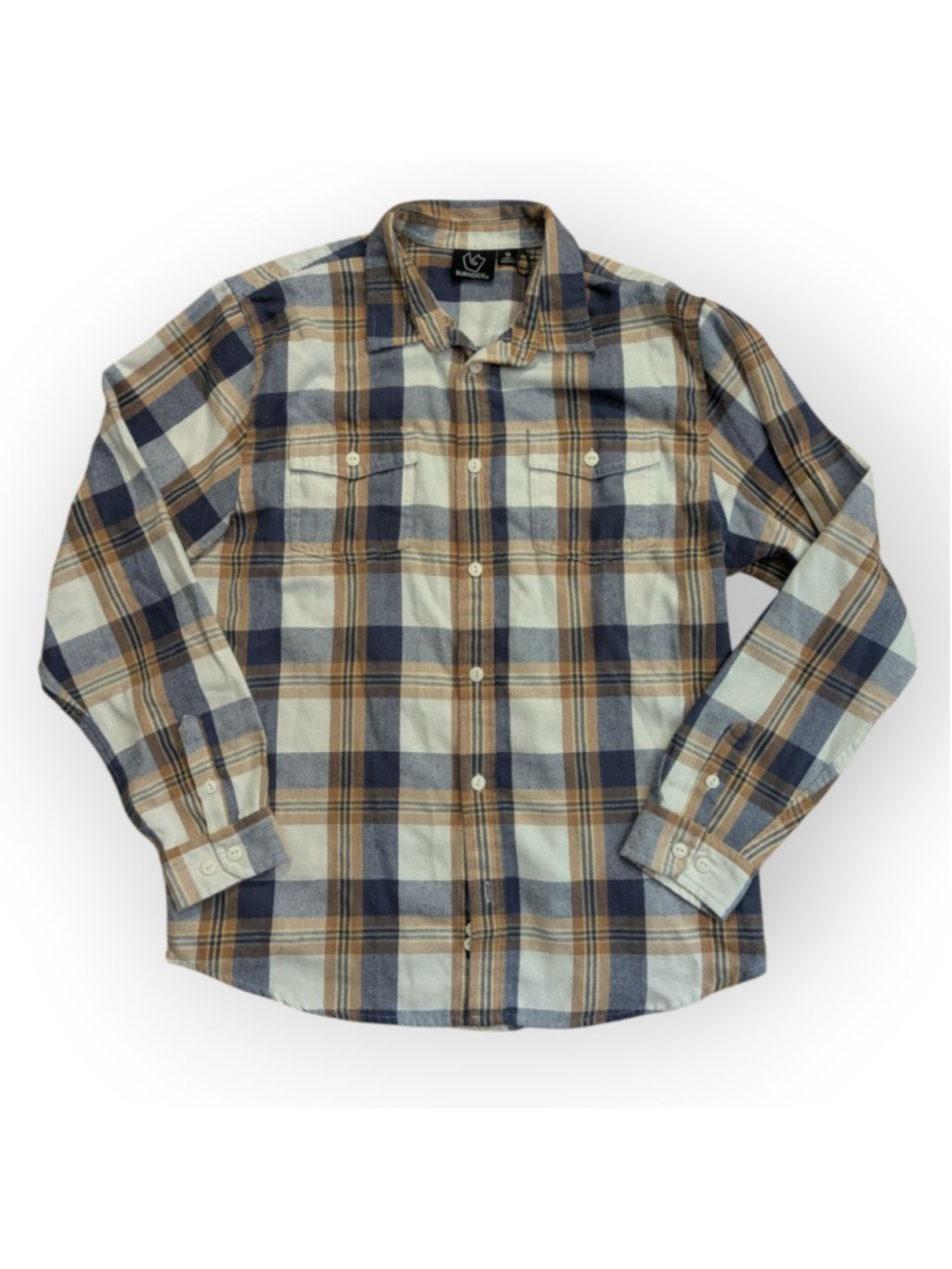 Burnside Blue Brown Plaid Flannel Shirt Size 18